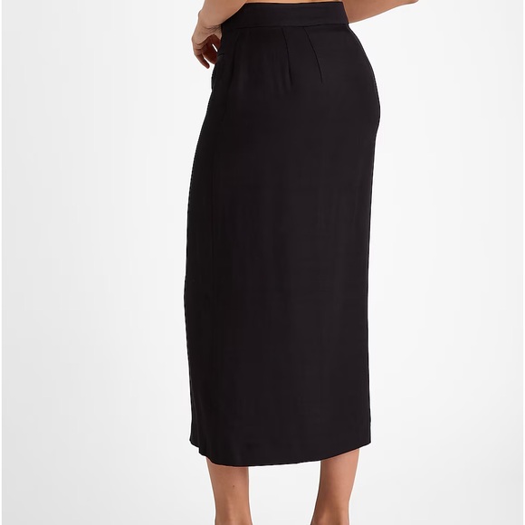 Black Linen blend high waisted tailored skirt,front slit,Midi skirt, size 10,NWT - Picture 2 of 10